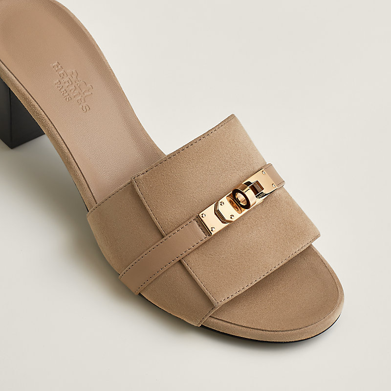【お洒落で上品なバックル♪】HERMES Gigi 50 ミュール サンダル ケリーバックルがオシャレ♪【HERMES】サンダル Gigi 50 Beige